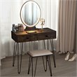 Costway Vanity Makeup Dressing Table with Mirror Touch Switch in Tan