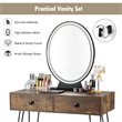Costway Vanity Makeup Dressing Table with Mirror Touch Switch in Tan