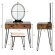 Costway Vanity Makeup Dressing Table with Mirror Touch Switch in Tan