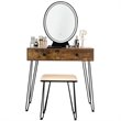 Costway Vanity Makeup Dressing Table with Mirror Touch Switch in Tan