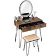 Costway Vanity Makeup Dressing Table with Mirror Touch Switch in Tan