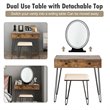 Costway Vanity Makeup Dressing Table with Mirror Touch Switch in Tan