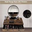 Costway Vanity Makeup Dressing Table with Mirror Touch Switch in Tan