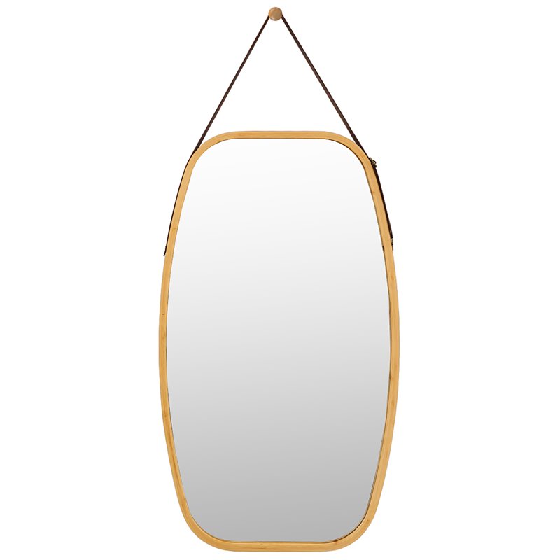 Costway 30'' Rectangle Wall Hanging Framed Modern Bathroom Mirror in Natural