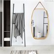 Costway 30'' Rectangle Wall Hanging Framed Modern Bathroom Mirror in Natural