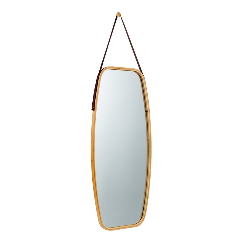 Costway 39'' Rectangle Wall Hanging Framed Modern Bathroom Mirror in Natural