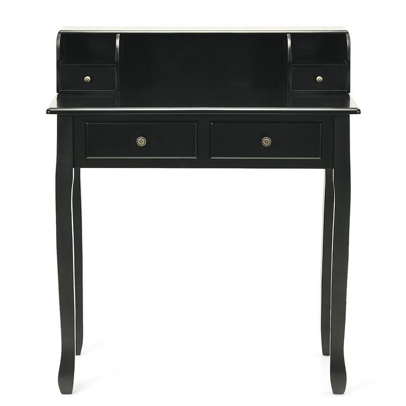 Costway Contemporary MDF and Candlenut Dressing Table with 4 Drawers in Black