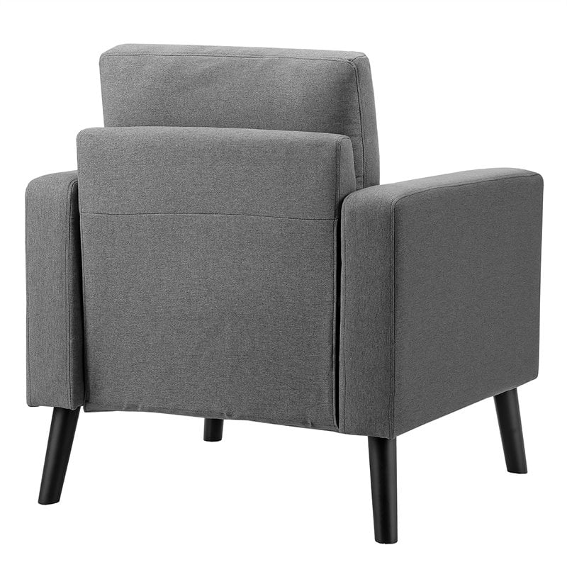 Costway Contemporary Fabric Accent Chair with Rubber Wood Legs in Gray