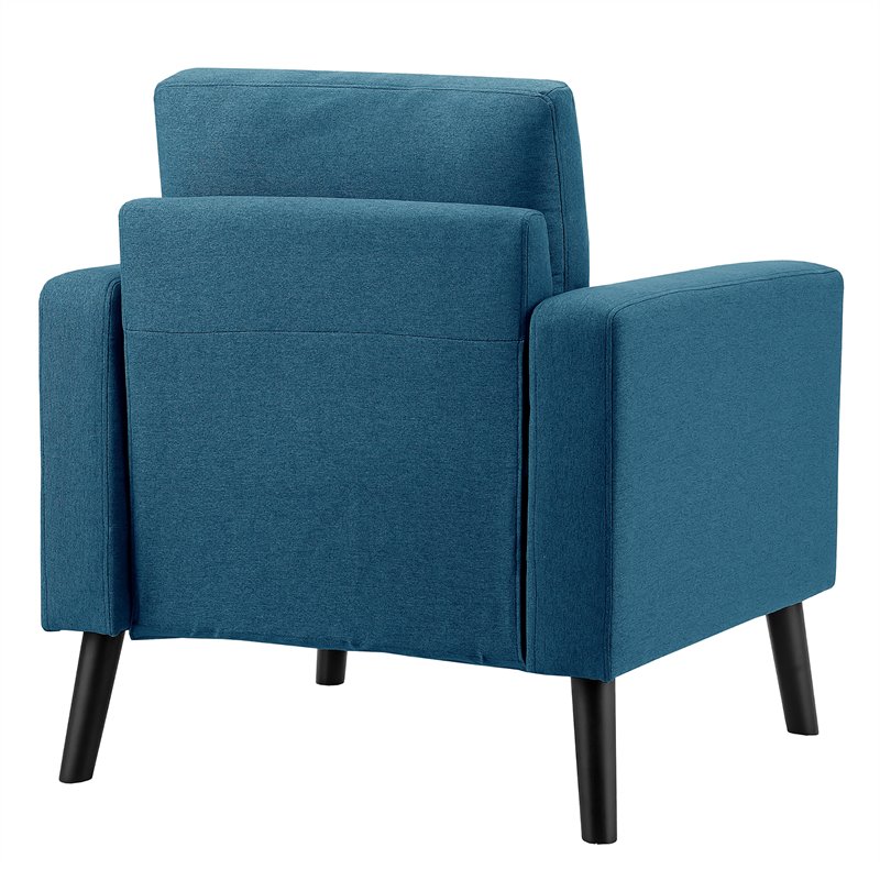 Costway Contemporary Fabric Accent Chair with Rubber Wood Legs in Blue