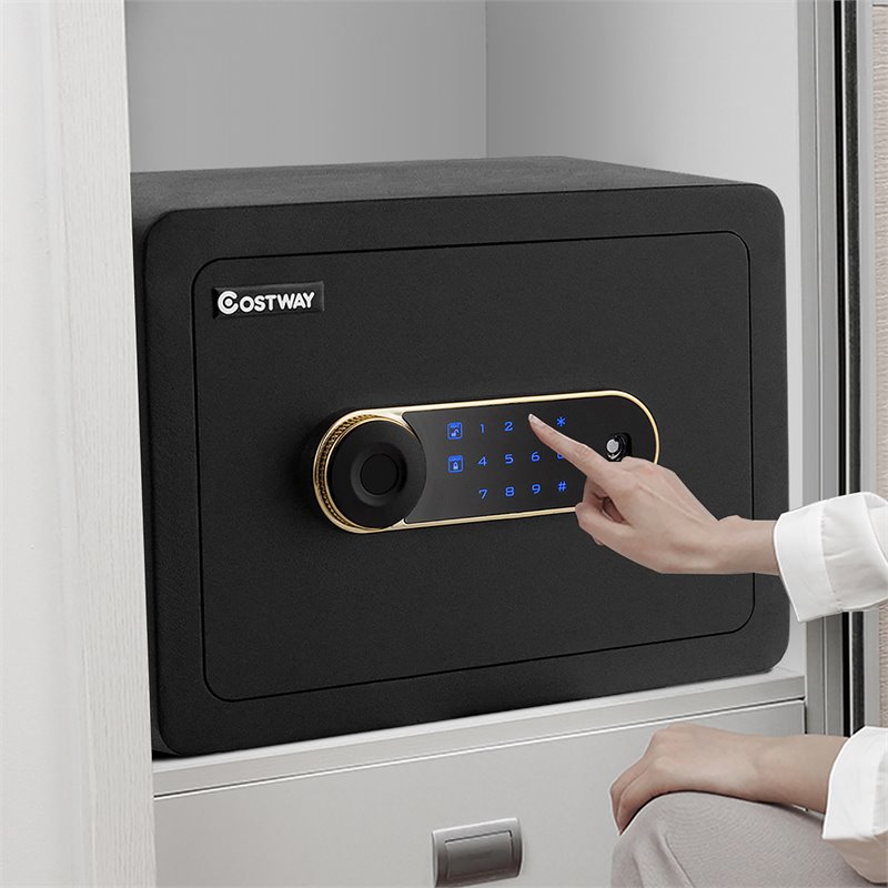 Costway Inner LED Light Security Safety Box with Keypad 0.5 Cubic Feet in Black