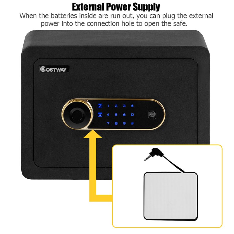 Costway Inner LED Light Security Safety Box with Keypad 0.5 Cubic Feet in Black