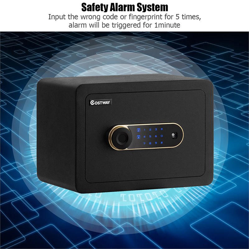 Costway Inner LED Light Security Safety Box with Keypad 0.5 Cubic Feet in Black