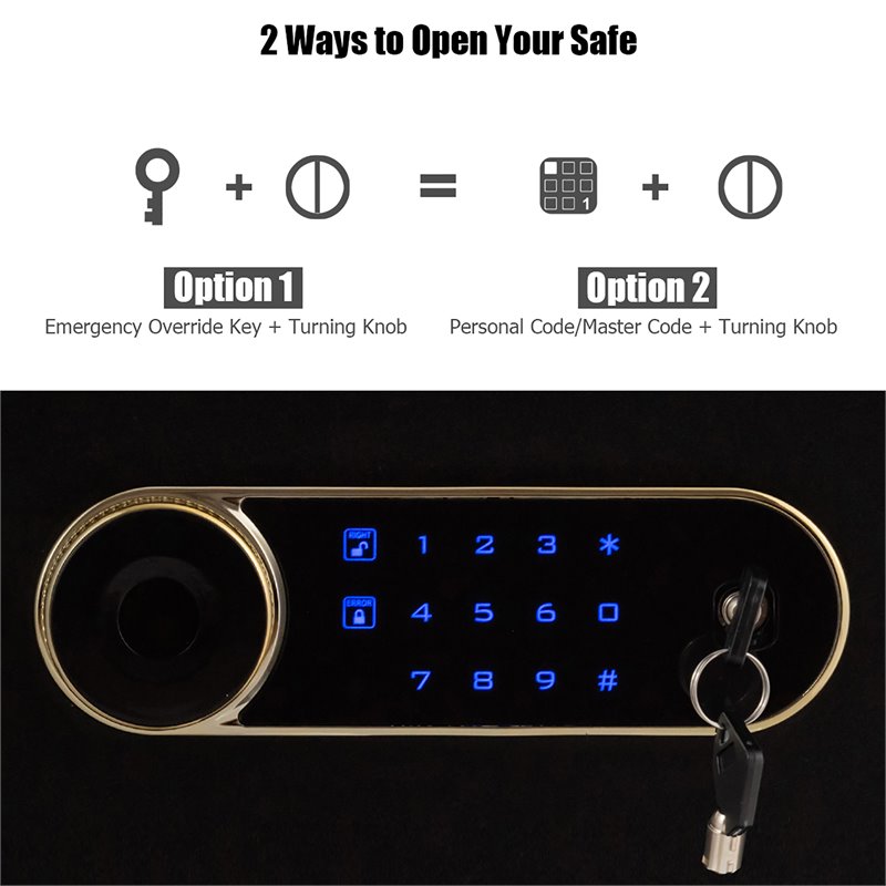 Costway Inner LED Light Security Safety Box with Keypad 0.5 Cubic Feet in Black