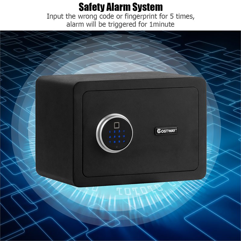 Costway Fingerprint Safety Box/Security Box with Inner LED Light in Black