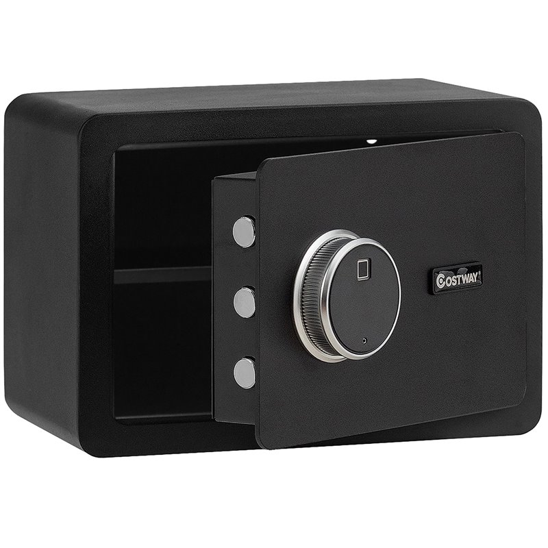 Costway Fingerprint Safety Box/Security Box with Inner LED Light in Black