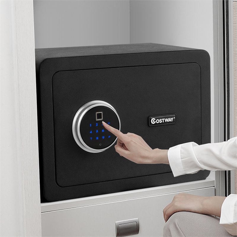 Costway Fingerprint Safety Box/Security Box with Inner LED Light in Black