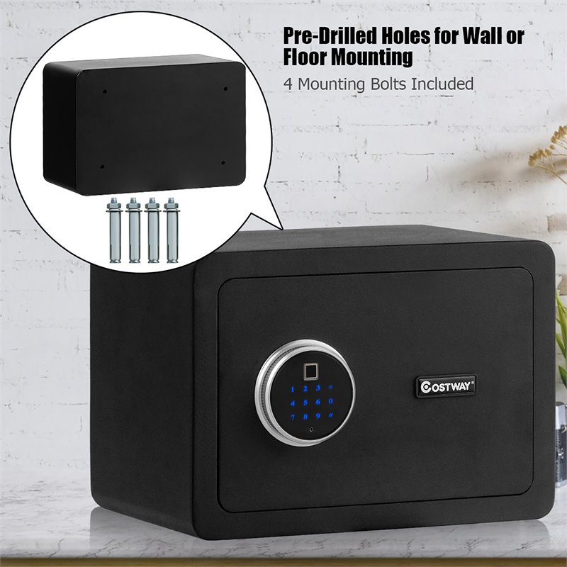 Costway Fingerprint Safety Box/Security Box with Inner LED Light in Black
