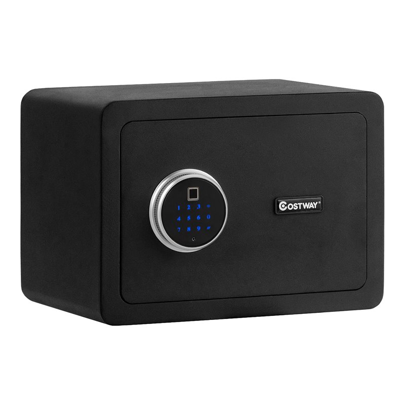 Costway Fingerprint Safety Box/Security Box with Inner LED Light in Black