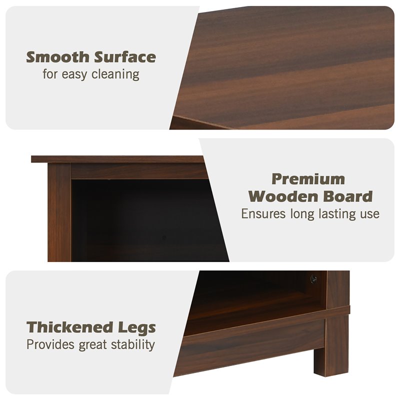 Costway 2-Tier TV Stand/Entertainment Media Center for TV's up to 65'' in Walnut