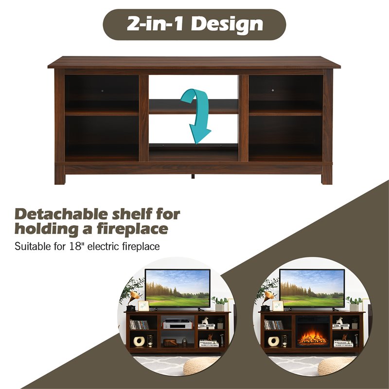 Costway 2-Tier TV Stand/Entertainment Media Center for TV's up to 65'' in Walnut