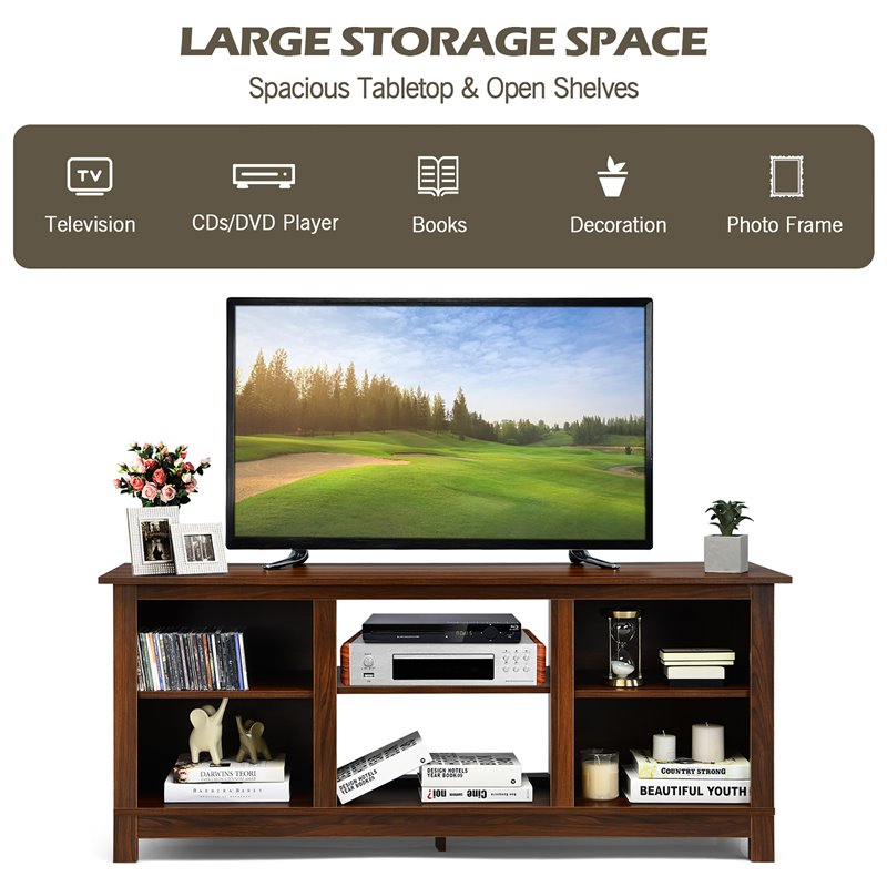 Costway 2-Tier TV Stand/Entertainment Media Center for TV's up to 65'' in Walnut