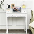 Costway Contemporary MDF and Candlenut Dressing Table with 4 Drawers in White