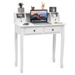 Costway Contemporary MDF and Candlenut Dressing Table with 4 Drawers in White