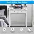 Costway Contemporary MDF and Candlenut Dressing Table with 4 Drawers in White