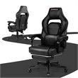 Costway Contemporary PVC and Sponge Massage Gaming Chair with Footrest in Black