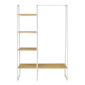 Costway 5 Shelves Metal Garment Rack Free Standing Closet Organizer in White