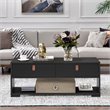 Costway Engineered Wood Coffee Table with 2 Drawers & Storage Shelf in Black