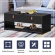 Costway Engineered Wood Coffee Table with 2 Drawers & Storage Shelf in Black