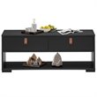 Costway Engineered Wood Coffee Table with 2 Drawers & Storage Shelf in Black