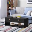 Costway Engineered Wood Coffee Table with 2 Drawers & Storage Shelf in Black