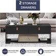 Costway Engineered Wood Coffee Table with 2 Drawers & Storage Shelf in Black