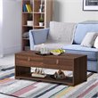 Costway Engineered Wood Coffee Table with 2 Drawers & Storage Shelf in Walnut