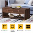 Costway Engineered Wood Coffee Table with 2 Drawers & Storage Shelf in Walnut