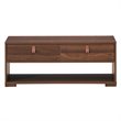 Costway Engineered Wood Coffee Table with 2 Drawers & Storage Shelf in Walnut