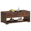 Costway Engineered Wood Coffee Table with 2 Drawers & Storage Shelf in Walnut