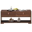 Costway Engineered Wood Coffee Table with 2 Drawers & Storage Shelf in Walnut