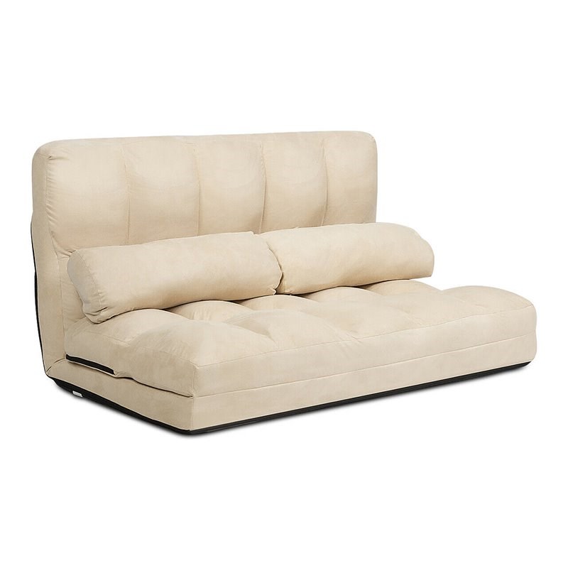 Costway 6-Position Adjustable Lounge Couch Foldable Floor Sofa Bed in Beige