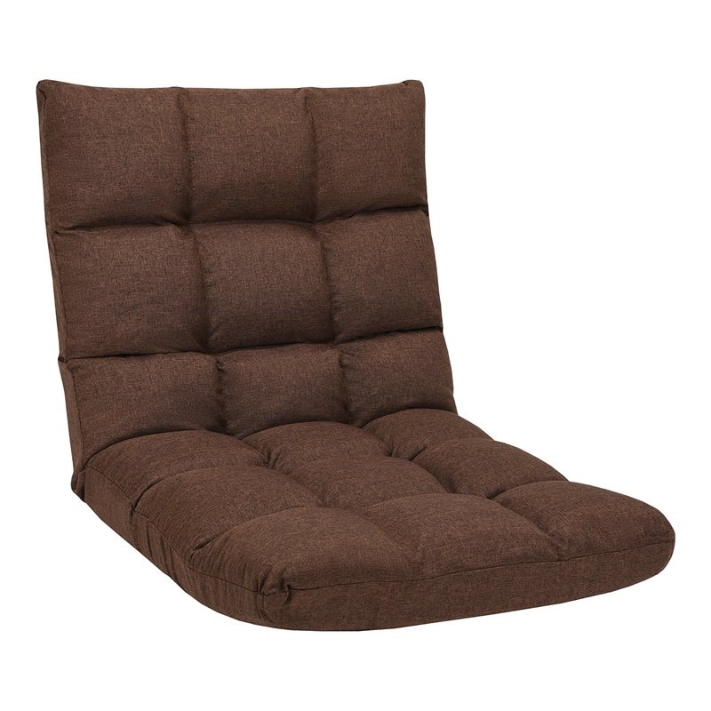 Costway Cotton Adjustable 14-Position Floor Gaming Sofa Chair in Coffee