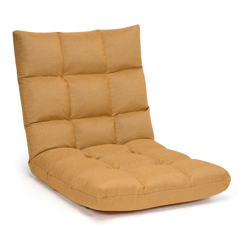 Costway Cotton Adjustable 14-Position Floor Gaming Sofa Chair in Yellow