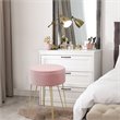 Costway 18'' Round Velvet Ottoman/Footrest Stool/Dressing Chair in Pink
