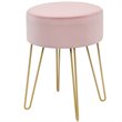 Costway 18'' Round Velvet Ottoman/Footrest Stool/Dressing Chair in Pink