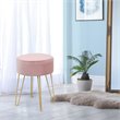 Costway 18'' Round Velvet Ottoman/Footrest Stool/Dressing Chair in Pink