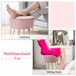 Costway 18'' Round Velvet Ottoman/Footrest Stool/Dressing Chair in Pink