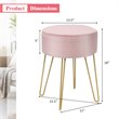 Costway 18'' Round Velvet Ottoman/Footrest Stool/Dressing Chair in Pink