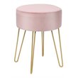 Costway 18'' Round Velvet Ottoman/Footrest Stool/Dressing Chair in Pink
