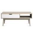 Costway Engineered Wood Coffee Table with Drawer and Storage Shelf in Oak